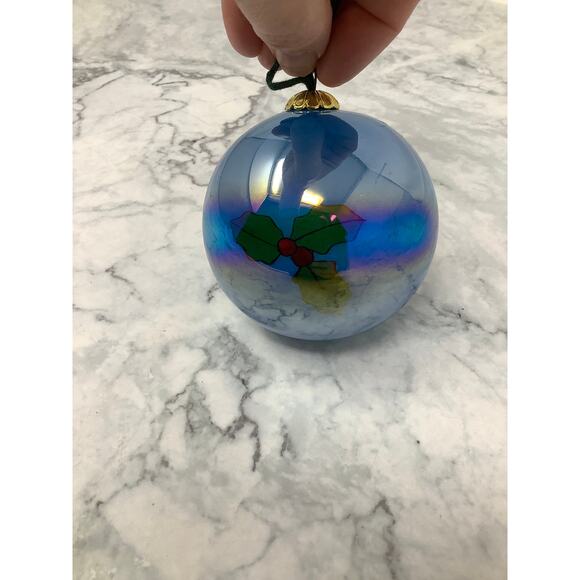Li Bien Blue Glass Hand Painted Doves Christmas Ornament Holiday Decor A11-3 - Picture 2 of 5